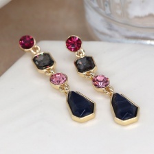 Blue & Pink Crystal Multi Drop Earrings by Peace of Mind